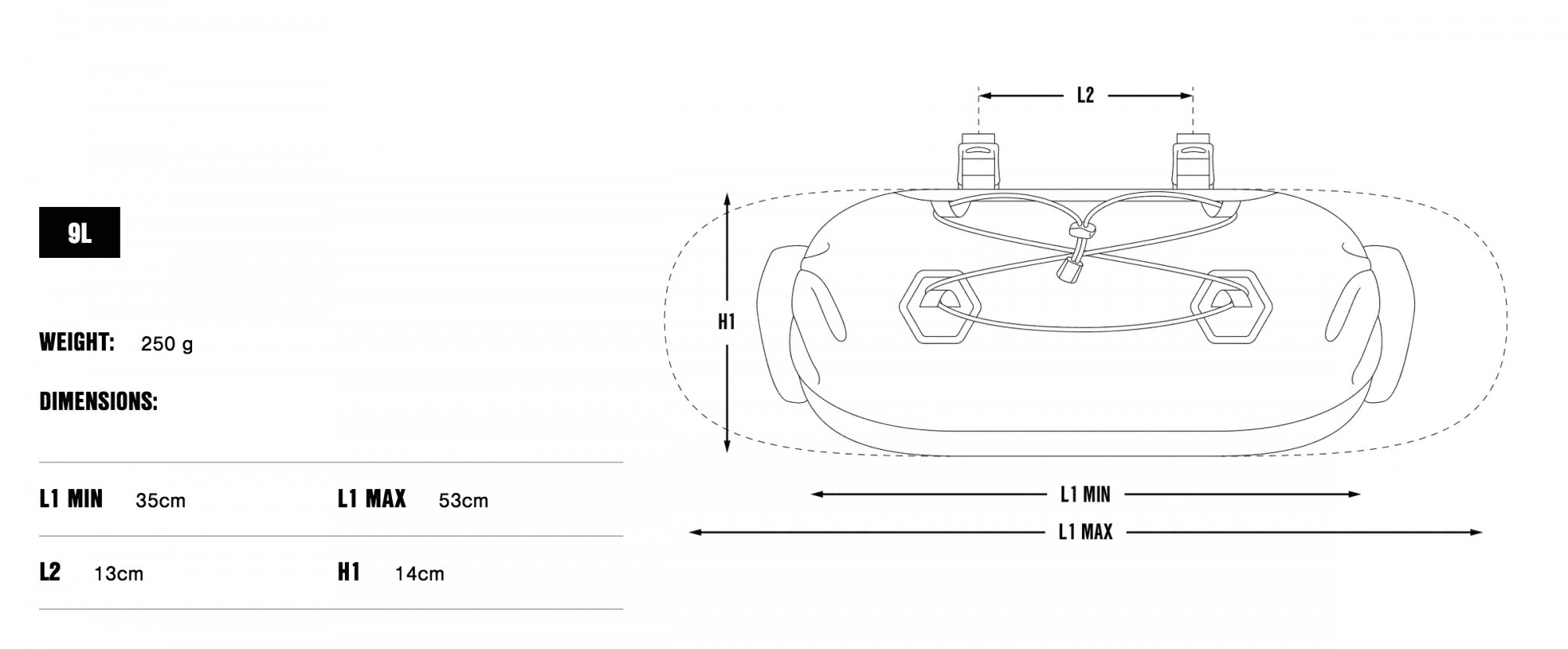 Apidura 2022 Expedition Handlebar Bag 9L dims