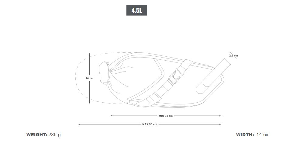 Apidura 2022 Backcountry saddle pack 4.5 dims