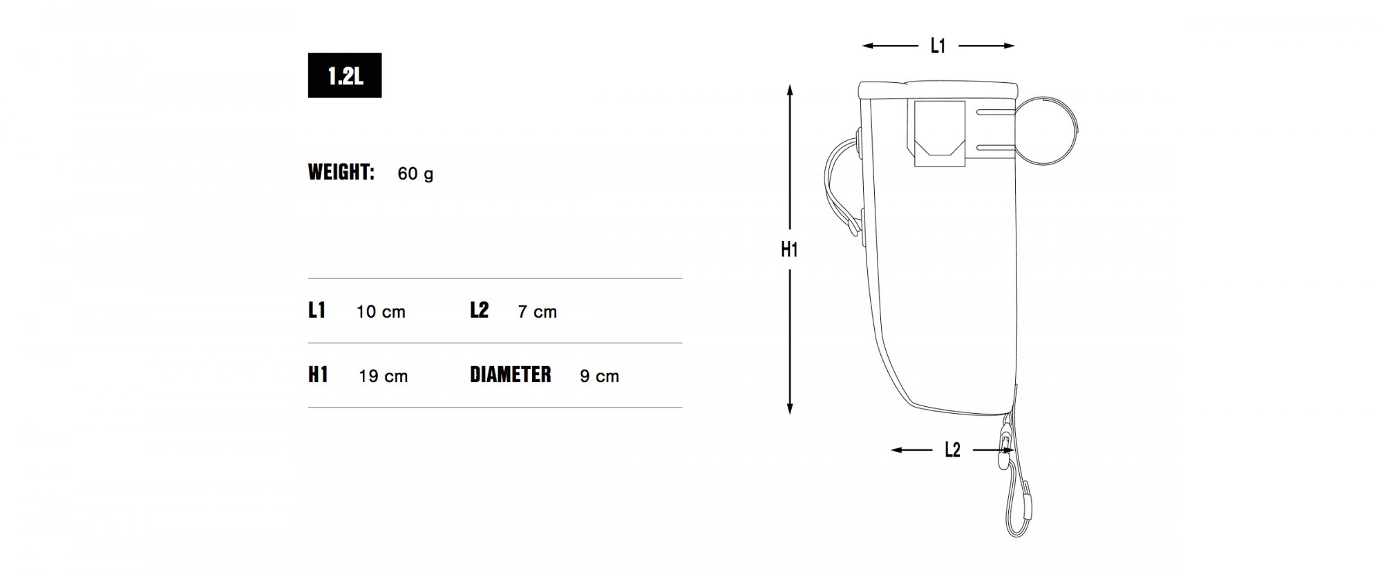 Apidura 2022 Backcountry food pouch 1.2L dims