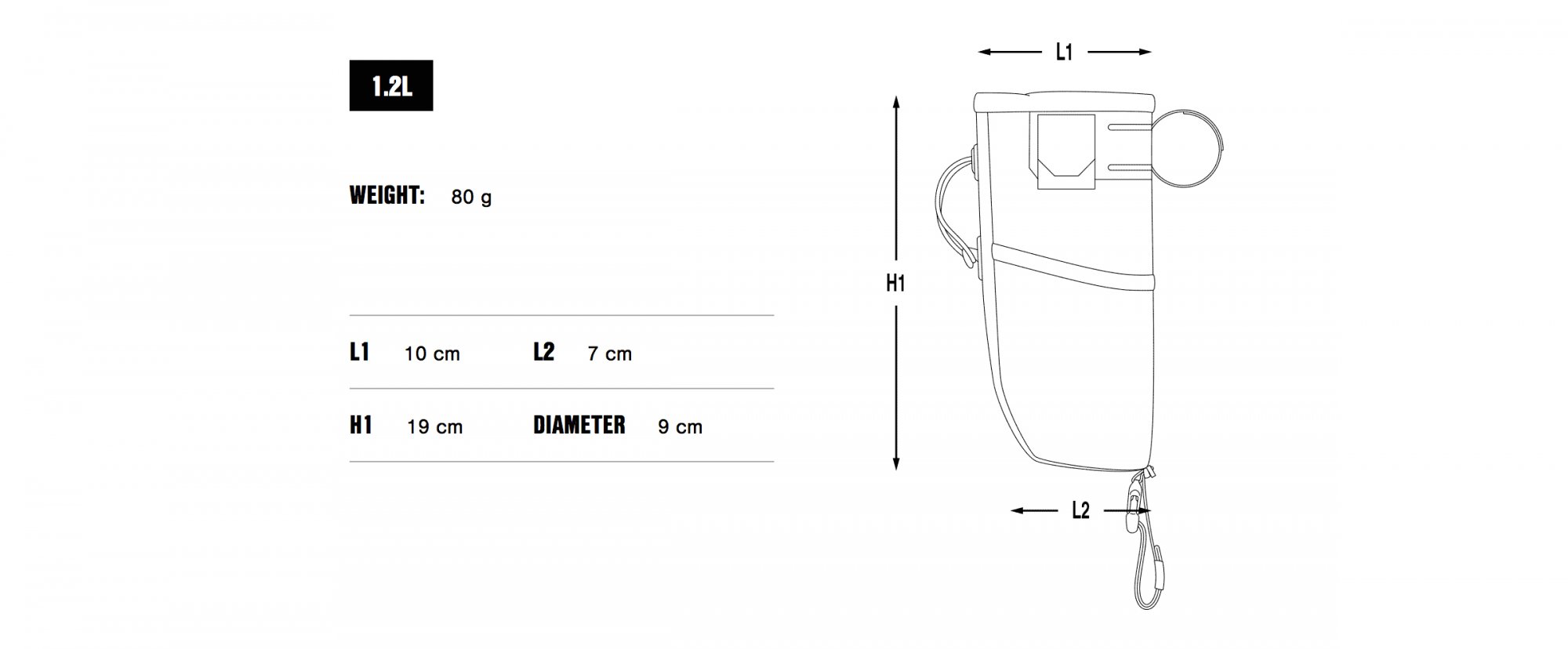 Apidura 2022 Backcountry food pouch 1.2L plus dims