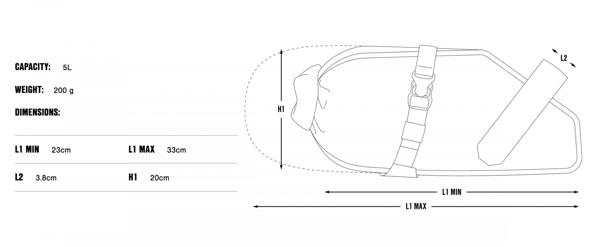 Apidura 2022 Racing Saddle Pack 5L dimensions