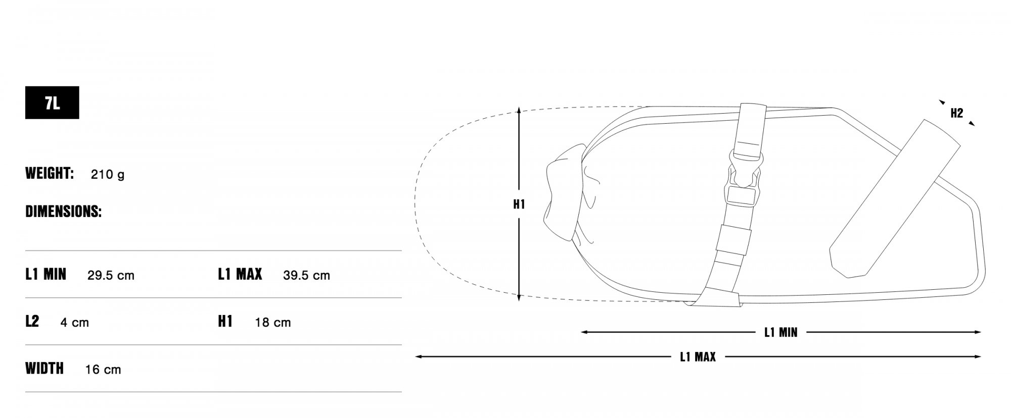 Apidura 2022 Racing Saddle Pack 7L dimensions