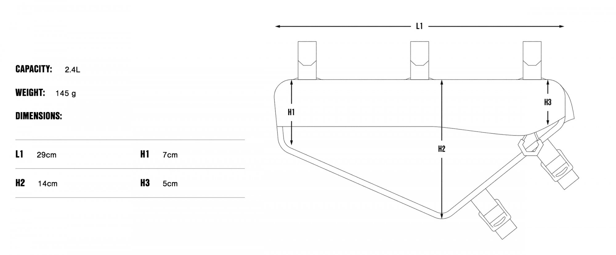 Apidura 2022 Racing Frame Pack 2.4 dimensions