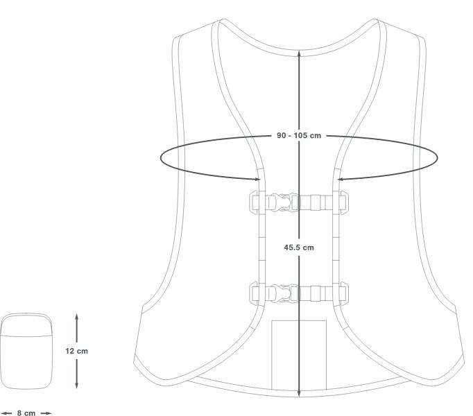 2023 APIDURA PACKABLE VEST MEASUREMENTS SM