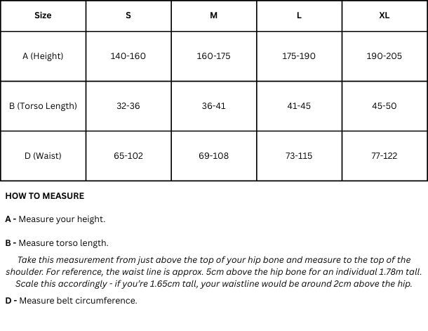 2025 Sweet Back Protector Sizing Chart 2025 Sweet Back Protector Sizing Chart