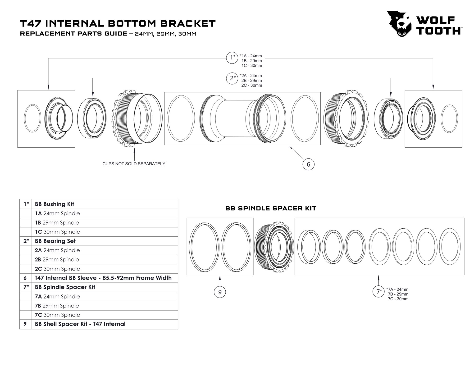 WOLF TOOTH BB T47 REPLACEMENT PARTS WOLF TOOTH BB T47 REPLACEMENT PARTS