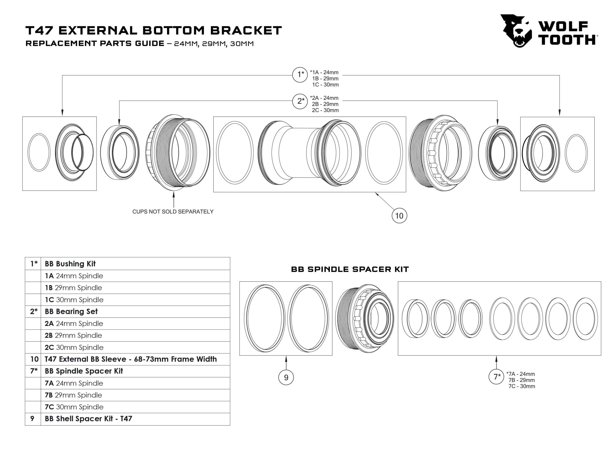 WOLF TOOTH BB T47E REPLACEMENT PARTS WOLF TOOTH BB T47E REPLACEMENT PARTS